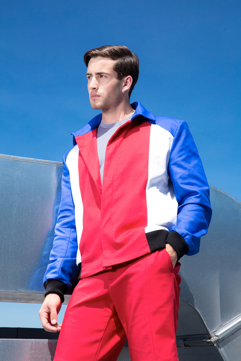 Sébastien Blondin blouson jacket été summer coton cotton tricolore tricolour créateur designer nouveau new basique basic mode fashion homme man men men's world