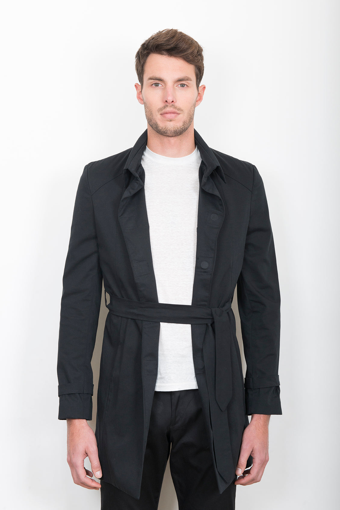 Sébastien Blondin trench coat veste jacket chic été summer coton cotton noir black créateur designer nouveau new basique basic mode fashion homme man men men's world